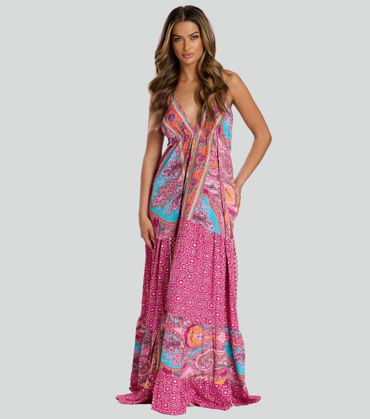 South Beach Women's Pink Scarf Print Halterneck Maxi Dress South Beach New Look