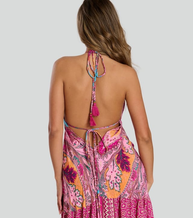 South Beach Women's Pink Scarf Print Halterneck Maxi Dress South Beach New Look - 2