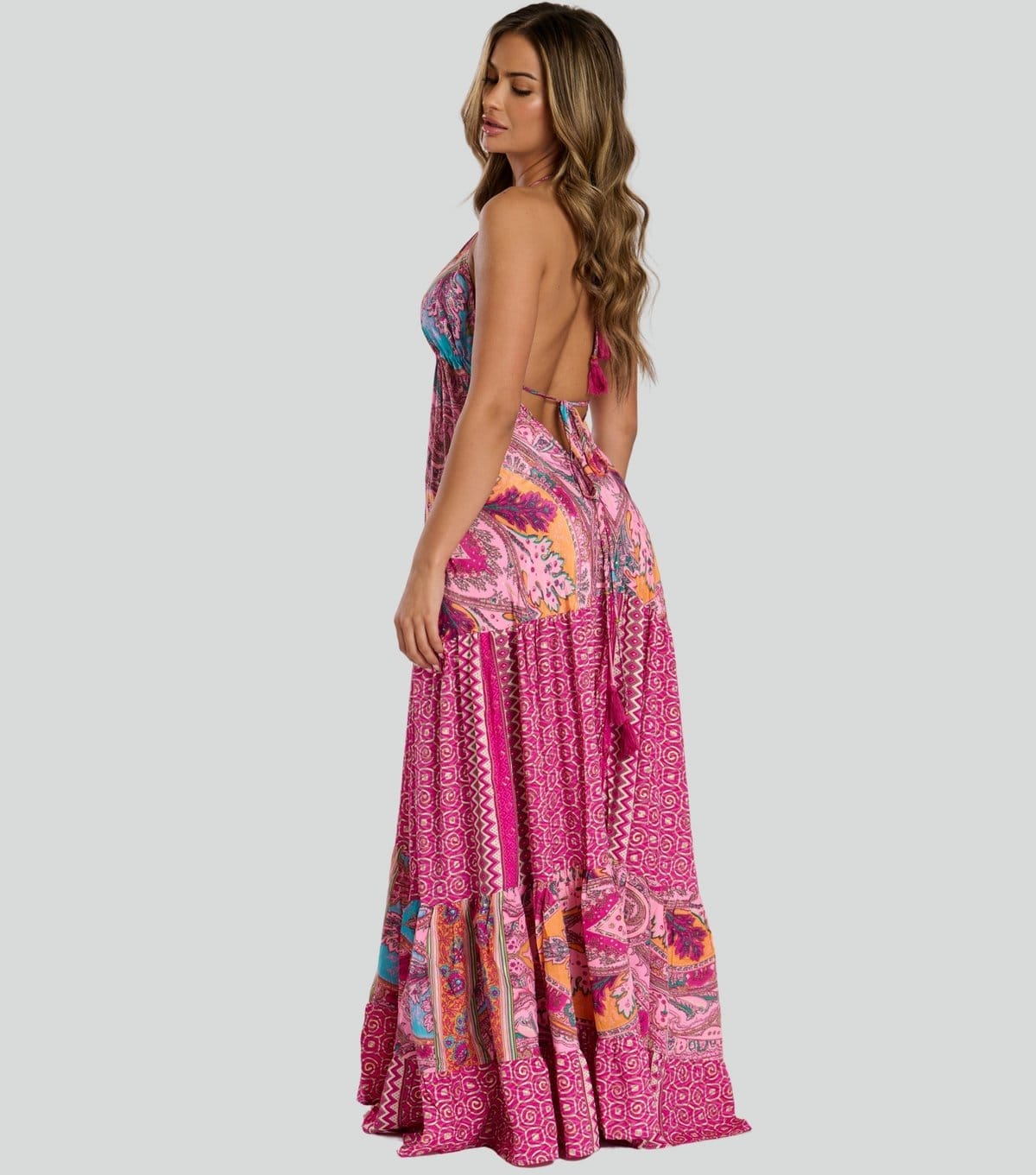 South Beach Women's Pink Scarf Print Halterneck Maxi Dress South Beach New Look - 4