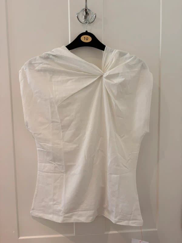 Topshop Topshop BN white cotton top knot detail top short sleeve top jersey top