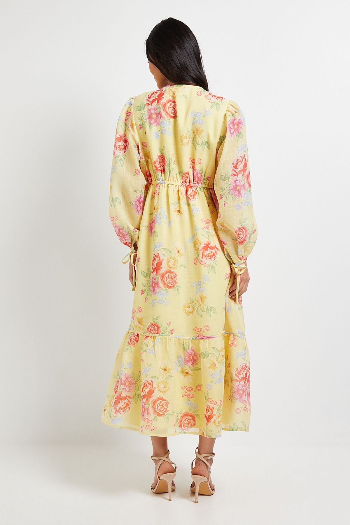 Dorothy Perkins Dorothy Perkins Women's Petite Floral Printed Wrap Detail Blouson Sleeve Maxi Dress - 3