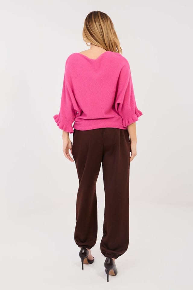 Love Lace Love Lace Women's Elegant Butter Soft Jogger Trousers Brooch in Brown - 2
