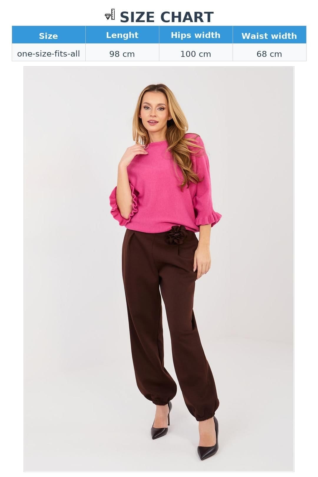Love Lace Love Lace Women's Elegant Butter Soft Jogger Trousers Brooch in Brown - 4
