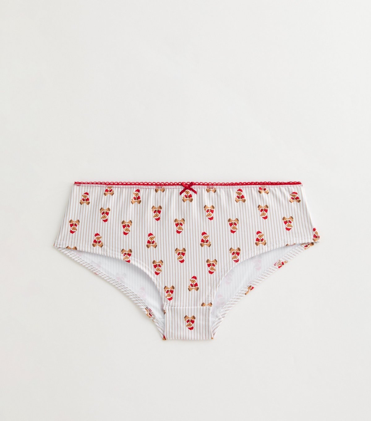 New Look Girls' Cream Striped Christmas Bear Briefs New Look - 1