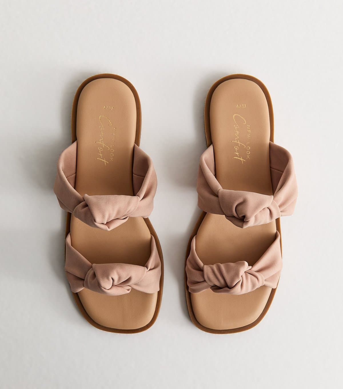 New Look New Look Light Pink Knotted Double Strap Flat Mules