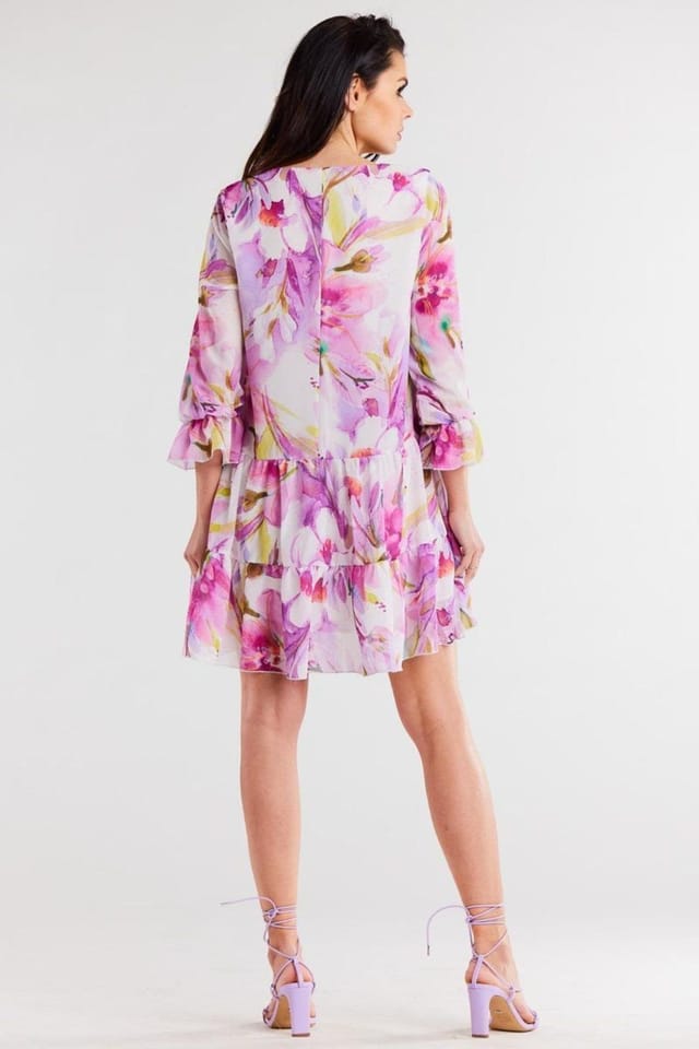 Love Lace Love Lace Women's Ruffled Chiffon Dress with Elastic Lining in Violet - 3