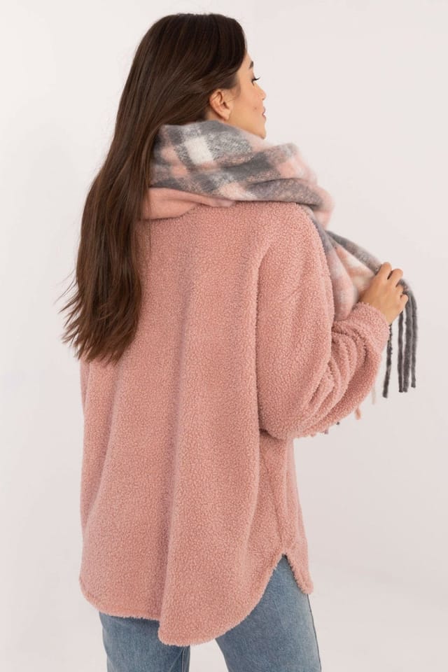 Love Lace Love Lace Women's Elegant Classic Polyester Check Scarf with Decorative Fringes in Grey - 3