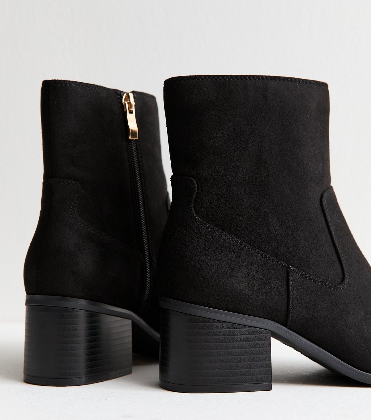 New Look Women's Black Faux Suede Block Heel Ankle Boots Vegan New Look - 4