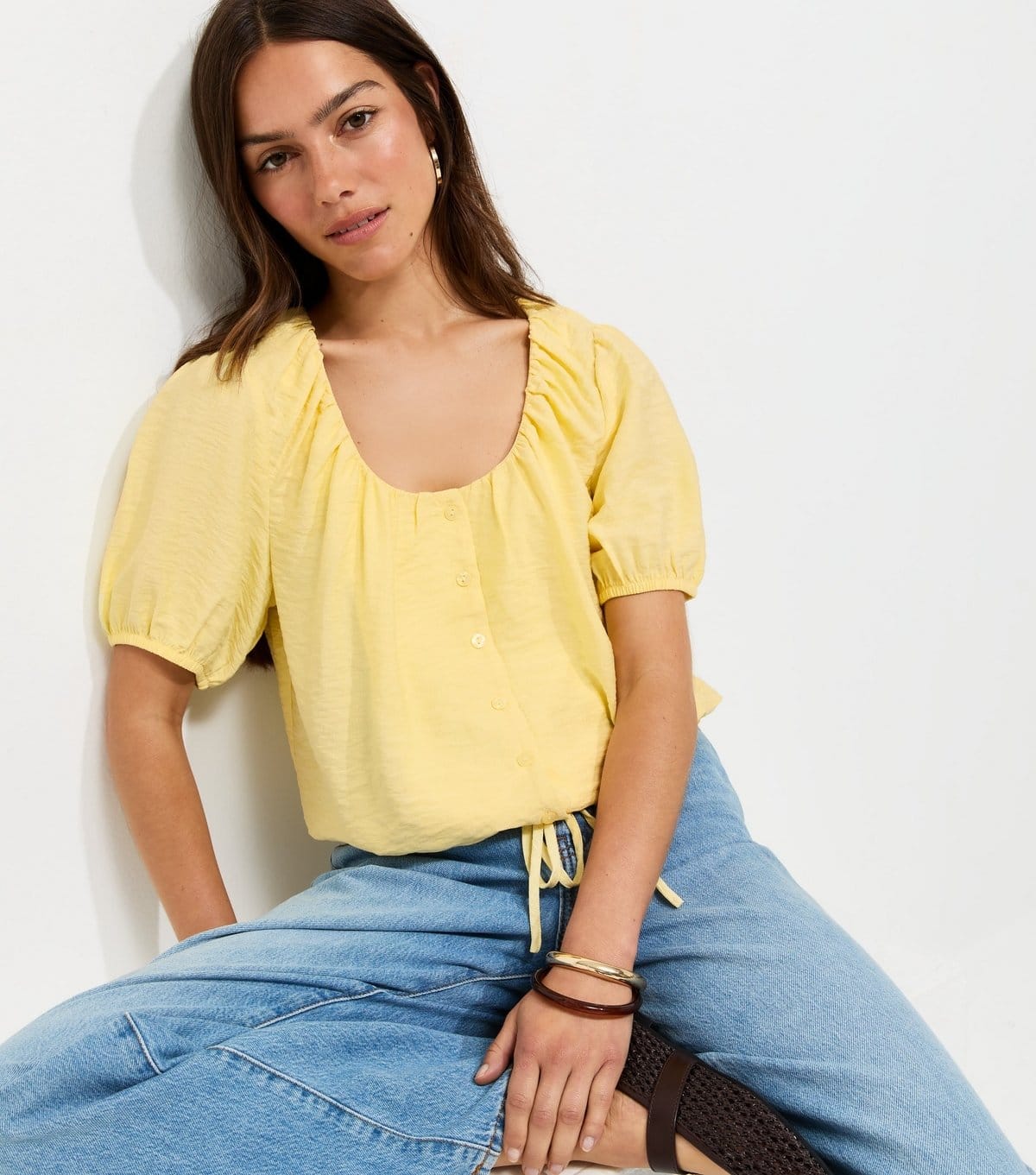New Look Light Yellow Puff Sleeve Top