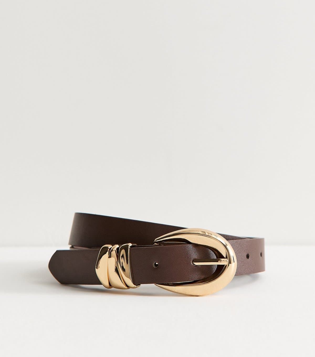 New Look New Look Dark Brown Faux Leather Triple Keeper Belt