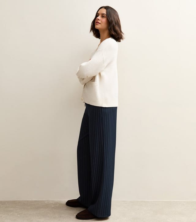 New Look Women's Blue Striped Tie Waist Wide Leg Trousers New Look - 3