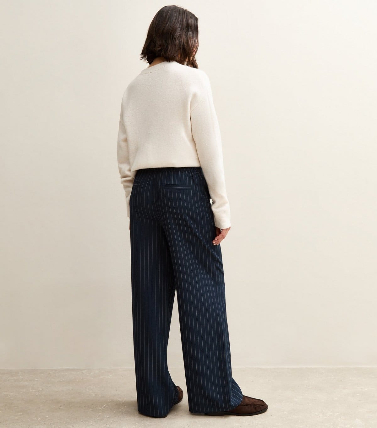 New Look Women's Blue Striped Tie Waist Wide Leg Trousers New Look - 4