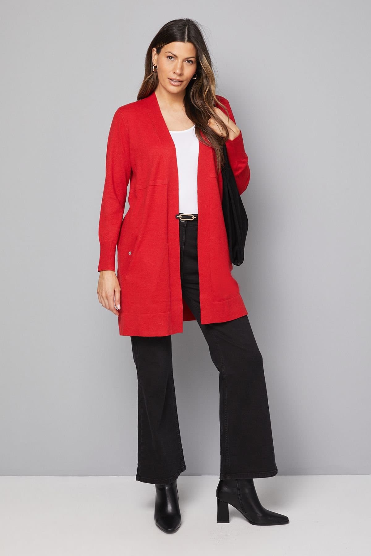 Wallis Wallis Women's Longline Seam Cardigan in Red