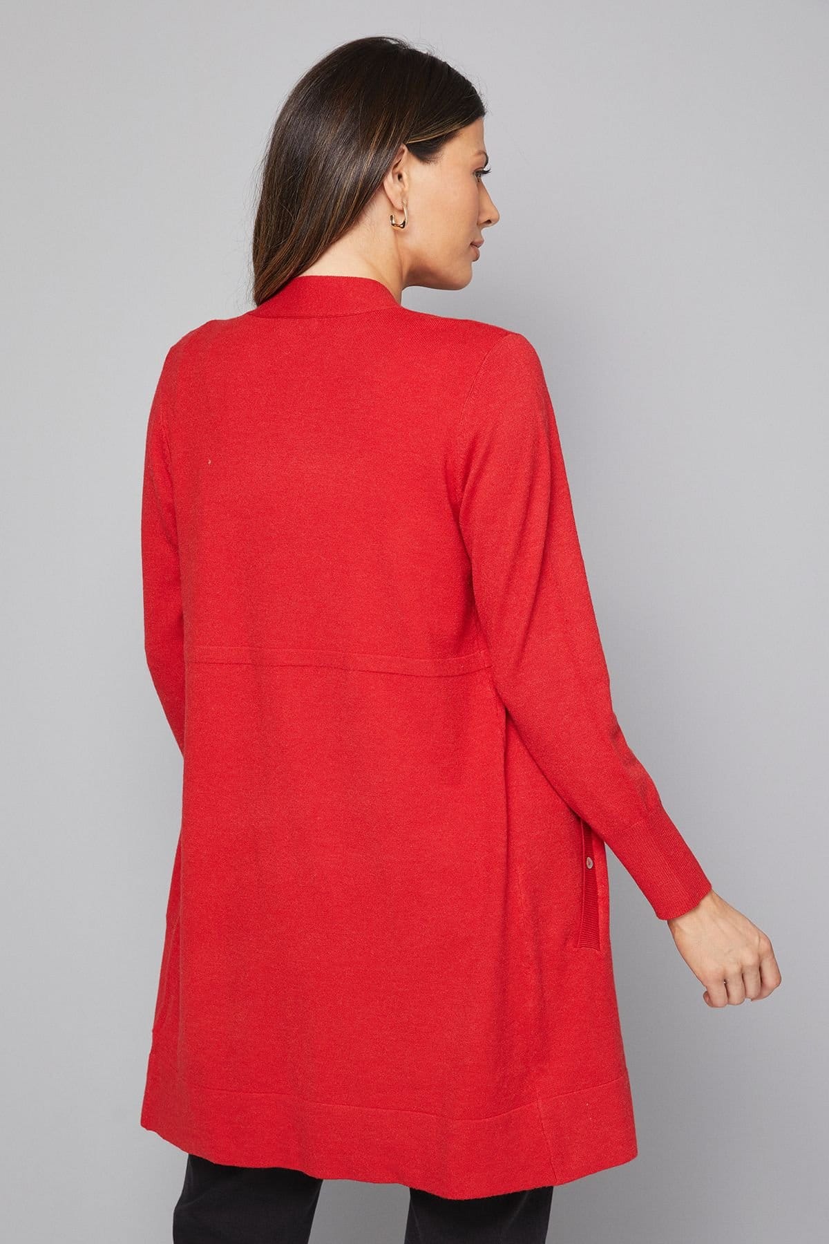 Wallis Wallis Women's Longline Seam Cardigan in Red - 4