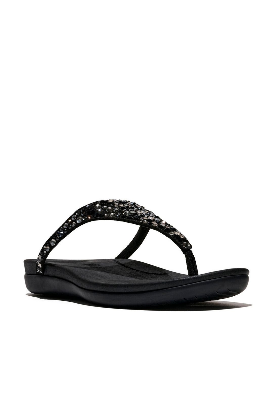 FitFlop FitFlop Women's Solay Mixed-Crystal Toe-Post Sandals Black - 3