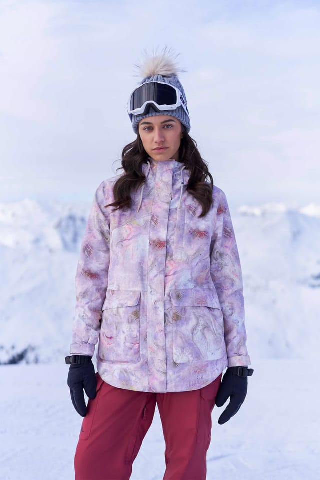 Animal Animal Women's 'Tignes' Printed Waterproof Taped Seams Thermal Tested Snow Jacket in Pink - 2