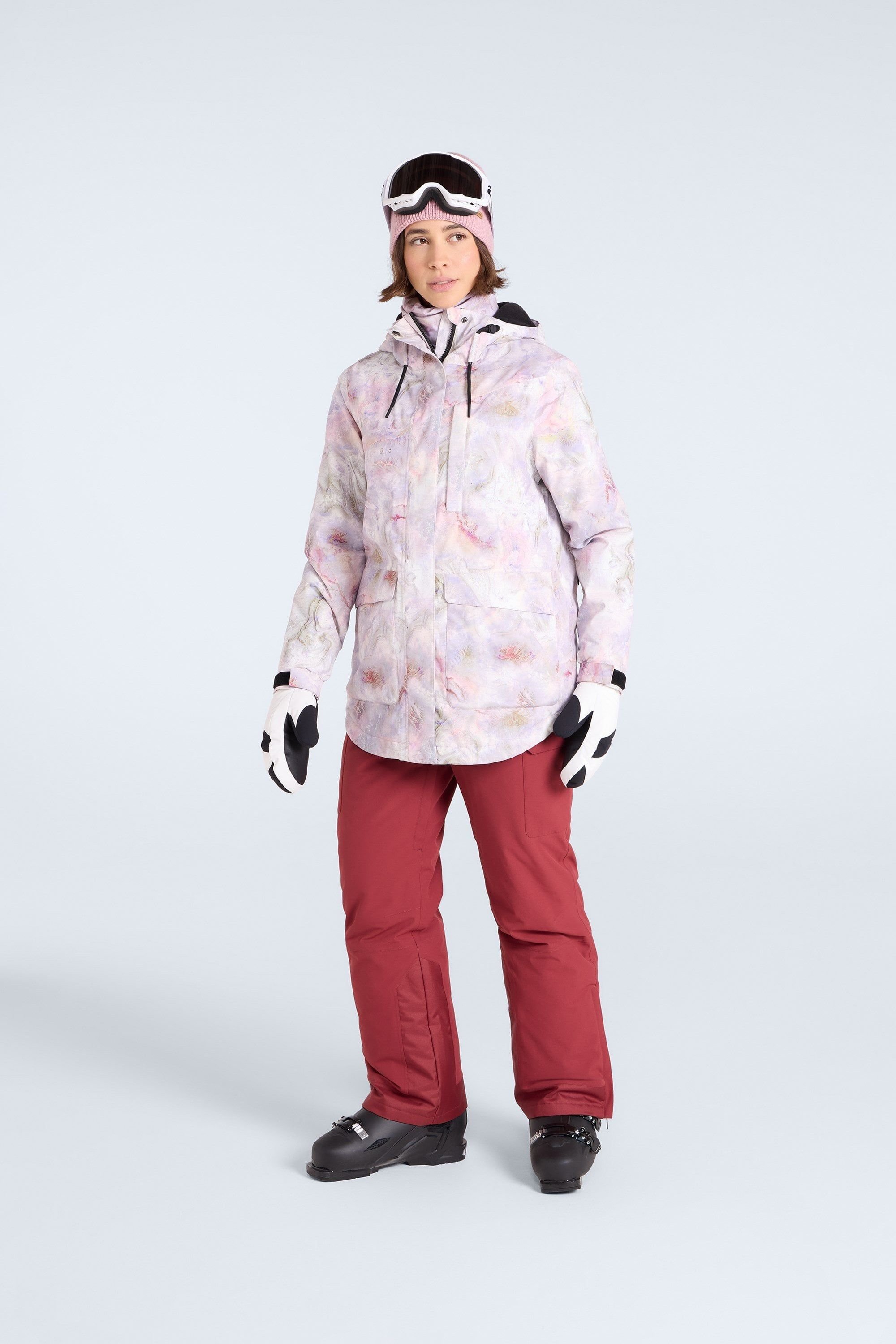 Animal Animal Women's 'Tignes' Printed Waterproof Taped Seams Thermal Tested Snow Jacket in Pink - 3