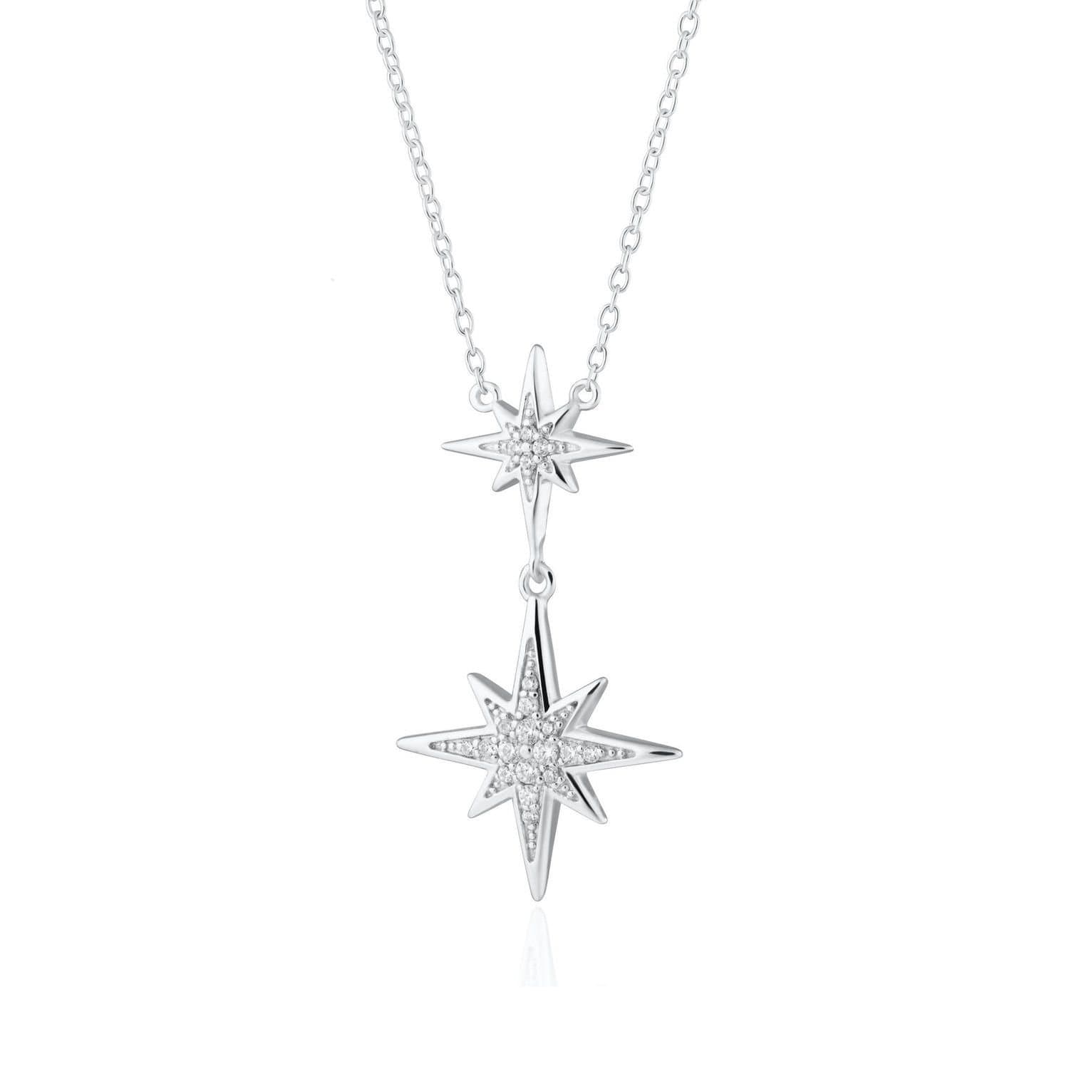 Gold Trip Gold Trip Women's Double Sparkling Starburst Necklace in Silver