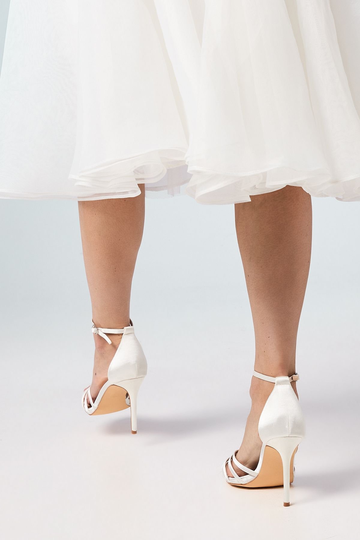 Coast Coast Women's Bridal Wide Fit Tilda Satin Lattice Front High Heel Sandals in White - 3