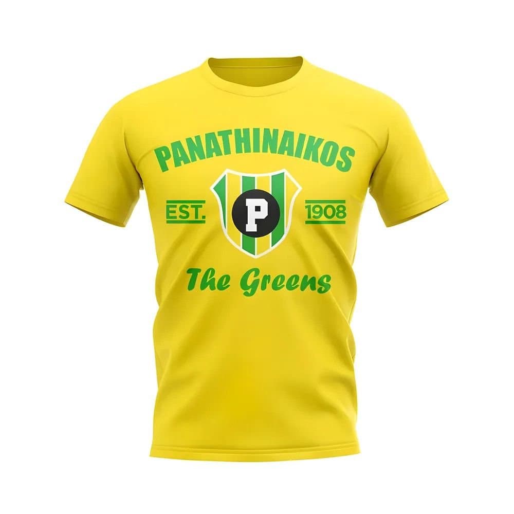 Panathanikos Panathanikos Men's Personalised Established Football T-Shirt Yellow