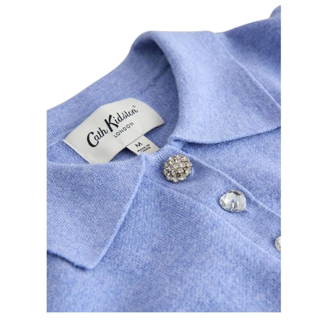 Cath Kidston Cath Kidston Women's Heart Knitted Pocket Polo Shirt in Blue - 3