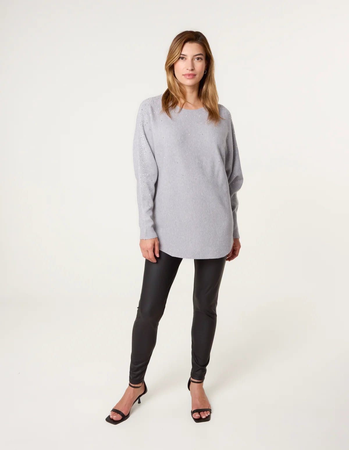 Blue Vanilla Long Sleeve Diamante Detailed Batwing Jumper - 4