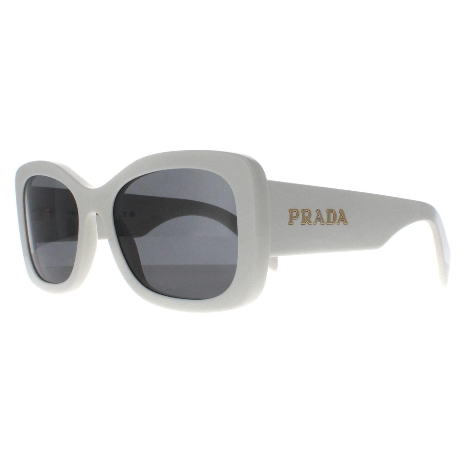 Prada Prada Women's Oval Talc Dark Grey PRA08S in White - 2