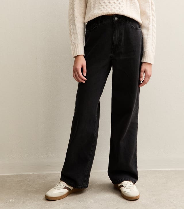 New Look Girls' Black Denim Wide Leg Jeans New Look - 2