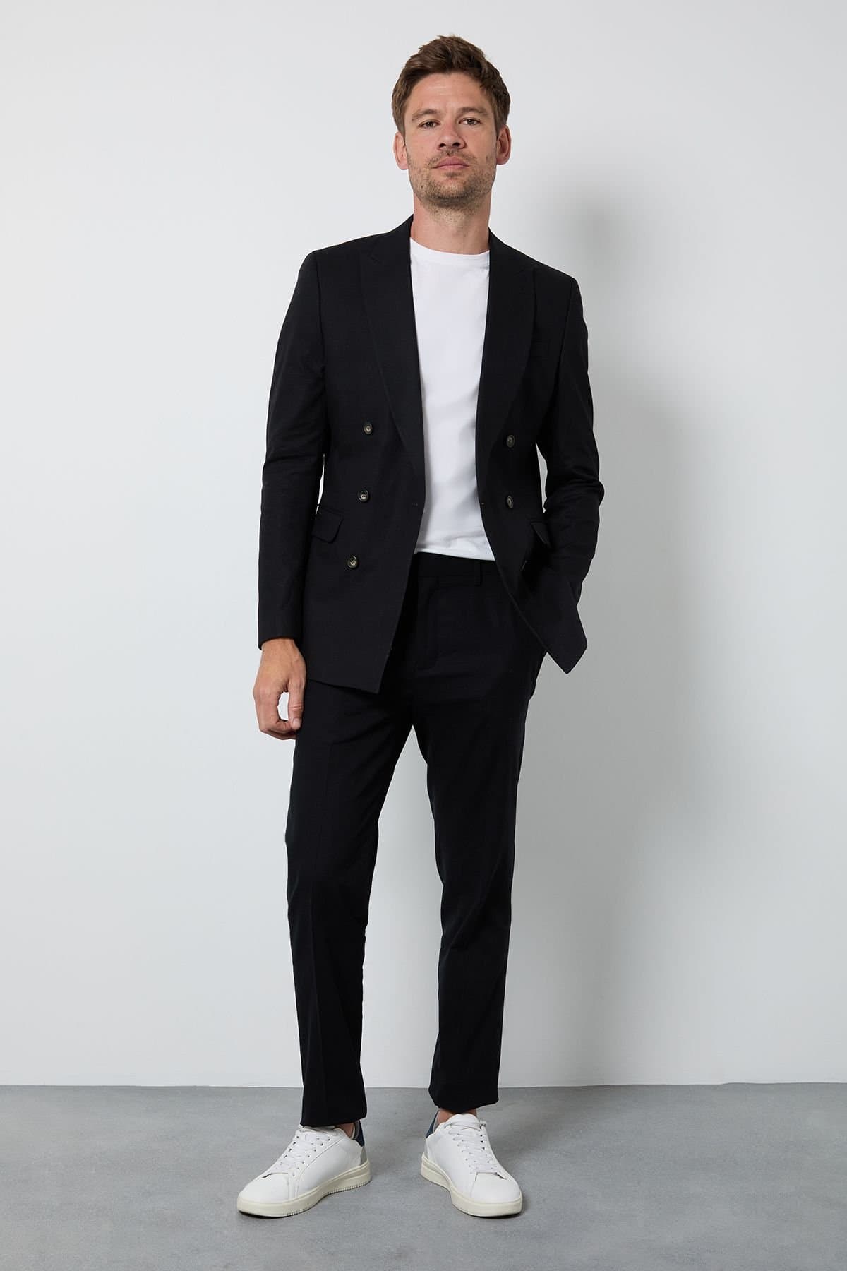 Burton Burton Men's Black Linen Slim Fit Suit Trousers