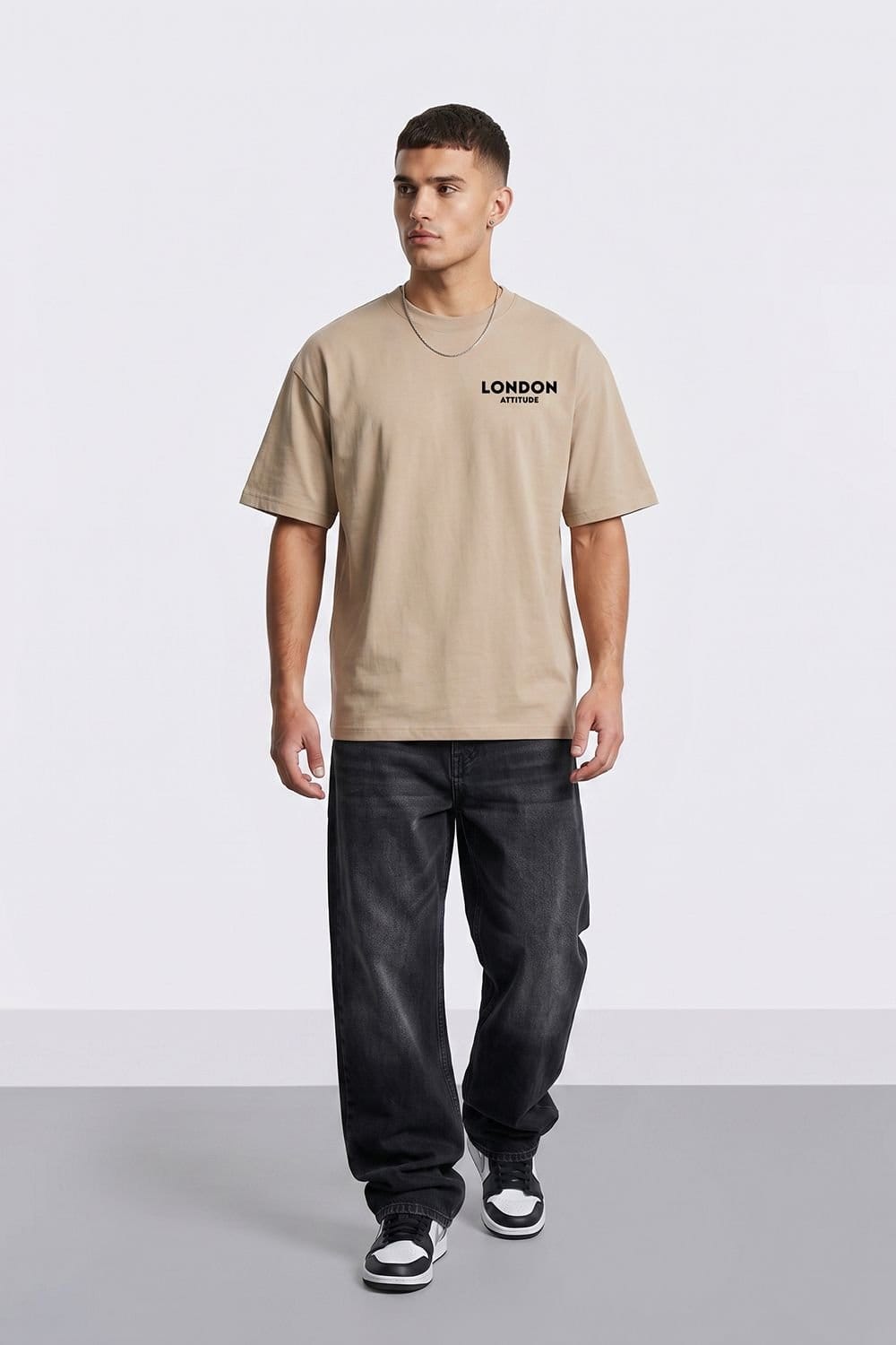 LONDON ATTITUDE LONDON ATTITUDE Men's Athletics Premium Graphic T-Shirt in Light Sand - 4