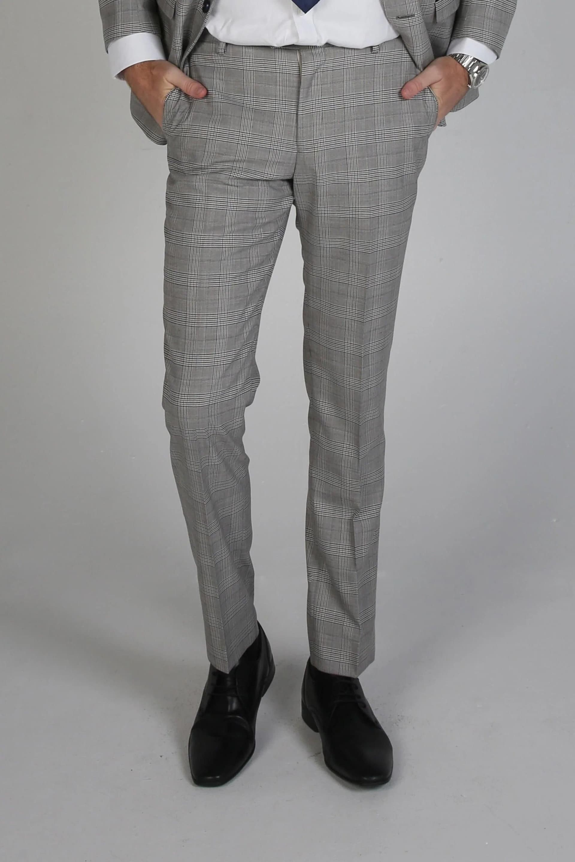 Paul Andrew Paul Andrew Men's Hugo Check Trousers in Grey