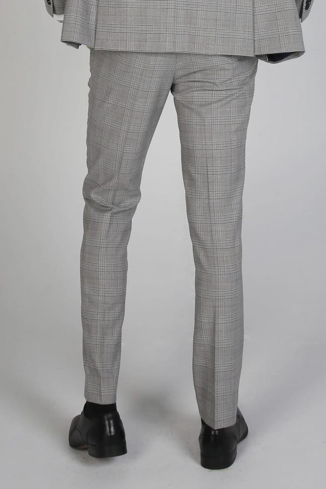 Paul Andrew Paul Andrew Men's Hugo Check Trousers in Grey - 3