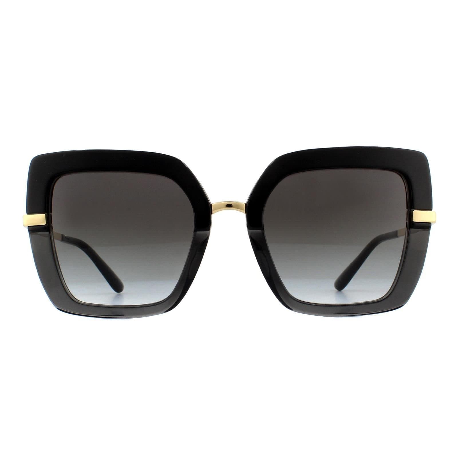 Dolce & Gabbana Dolce & Gabbana Women's Square Top Black on Transparent Black Grey Gradient Sunglasses