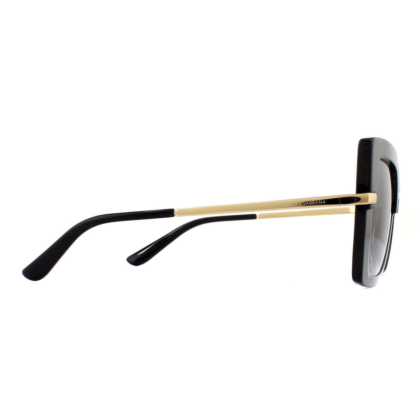 Dolce & Gabbana Dolce & Gabbana Women's Square Top Black on Transparent Black Grey Gradient Sunglasses - 4