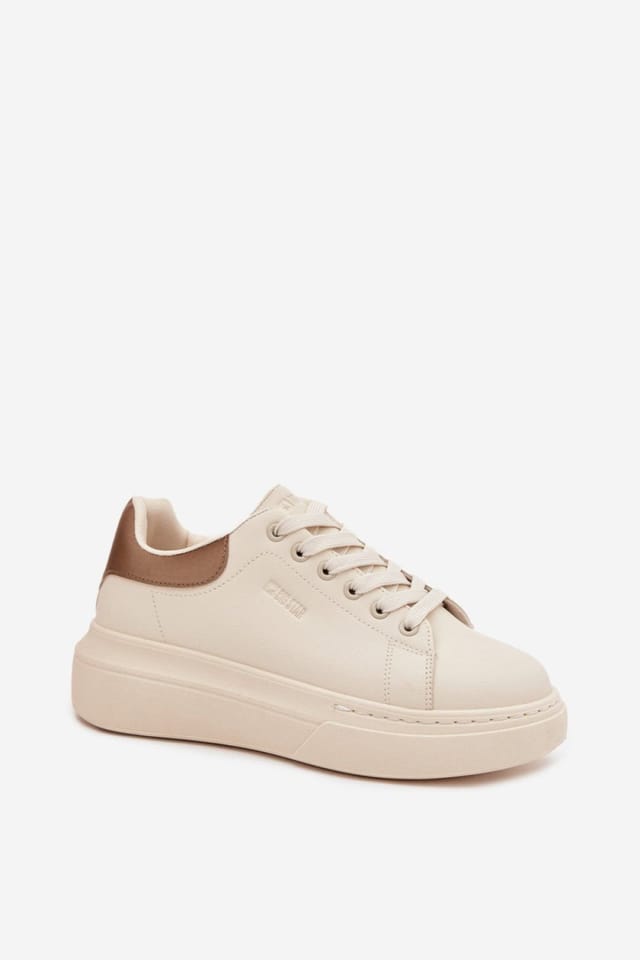 Love Lace Love Lace Women's Big Star Platform Sneakers with Foam Insole for Comfort in Beige - 2