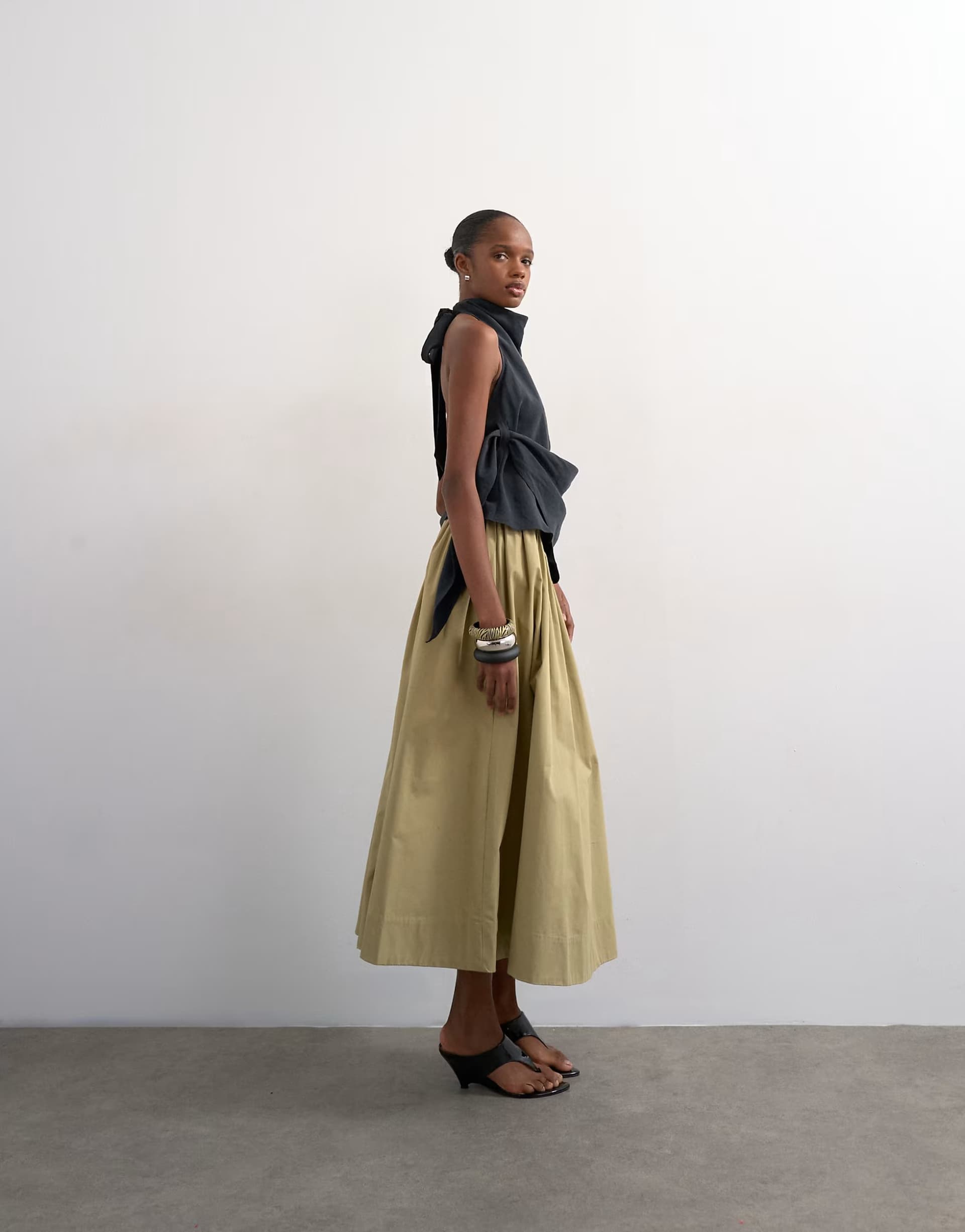 ASOS Topshop drop waist saloon maxi skirt in green