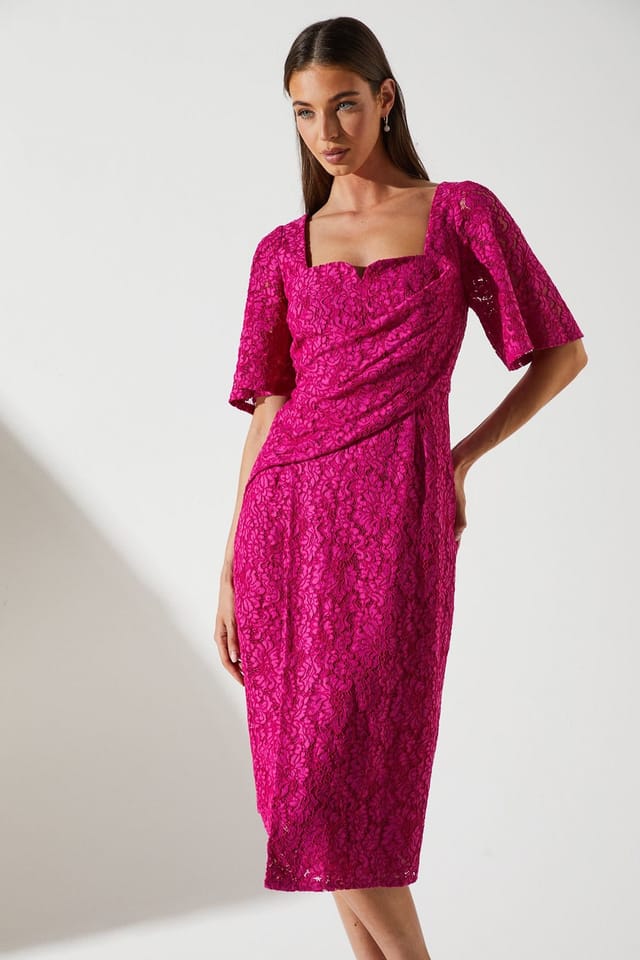 Coast Coast Women's Lace Wrap Wedding Guest Dress in Berry - 2