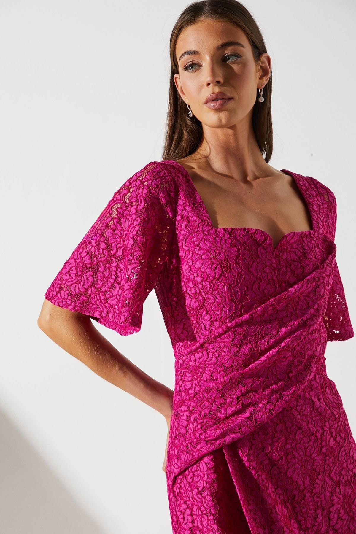 Coast Coast Women's Lace Wrap Wedding Guest Dress in Berry - 4
