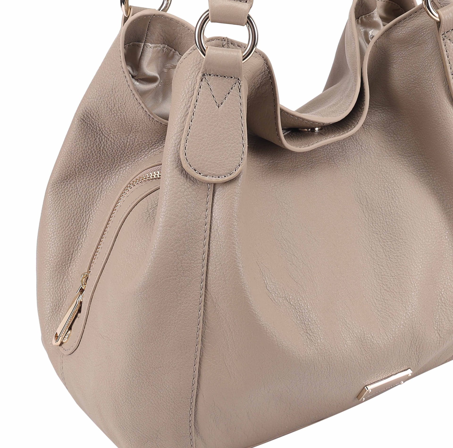 Paul Costelloe Paul Costelloe Women's Sophie Leather Shoulder Bag in Taupe - 4