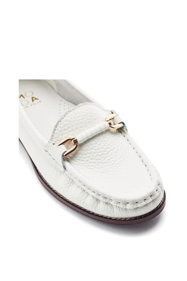 Moda In Pelle Moda In Pelle Women's 'Emella' Leather Loafers in White - 3