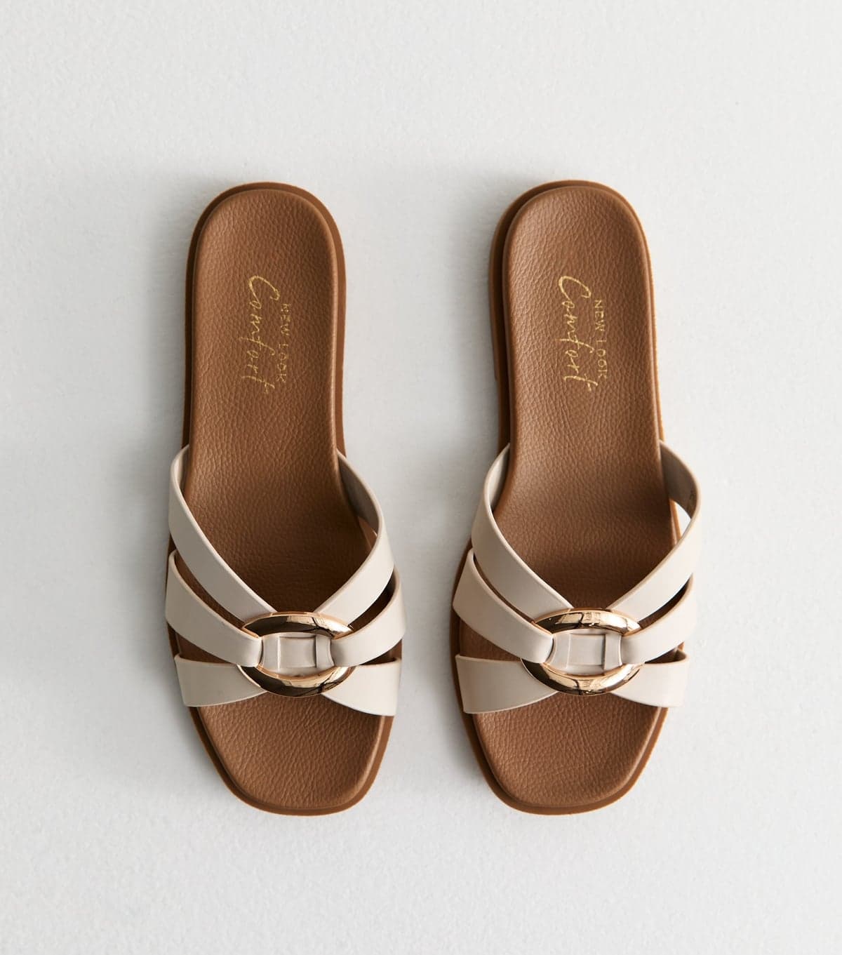 New Look Women's Off White Multi Strap Flat Sandals Vegan New Look