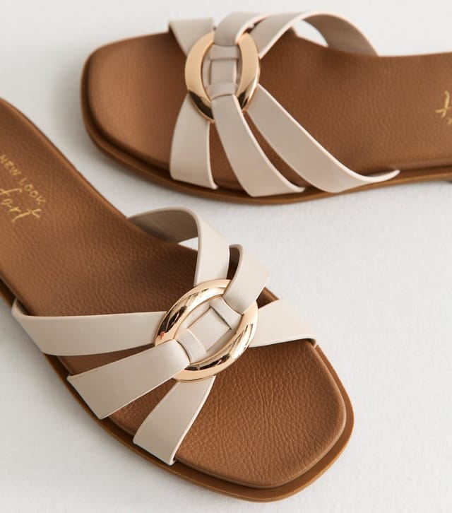 New Look Women's Off White Multi Strap Flat Sandals Vegan New Look - 3
