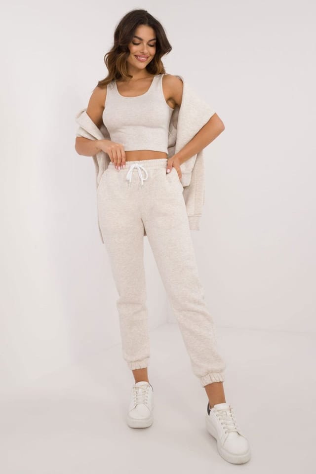 Love Lace Love Lace Women's Cotton Melange Warm Casual 3 Piece Set in Beige - 2