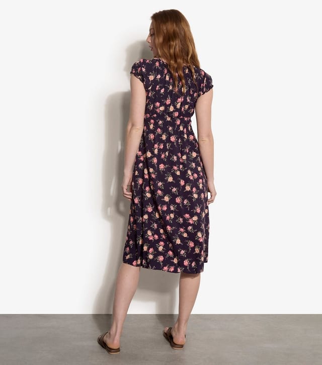 Apricot Women's Purple Floral Cap Sleeve Milkmaid Midi Dress Apricot New Look - 2