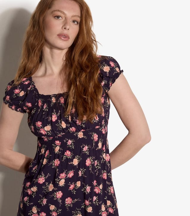 Apricot Women's Purple Floral Cap Sleeve Milkmaid Midi Dress Apricot New Look - 3