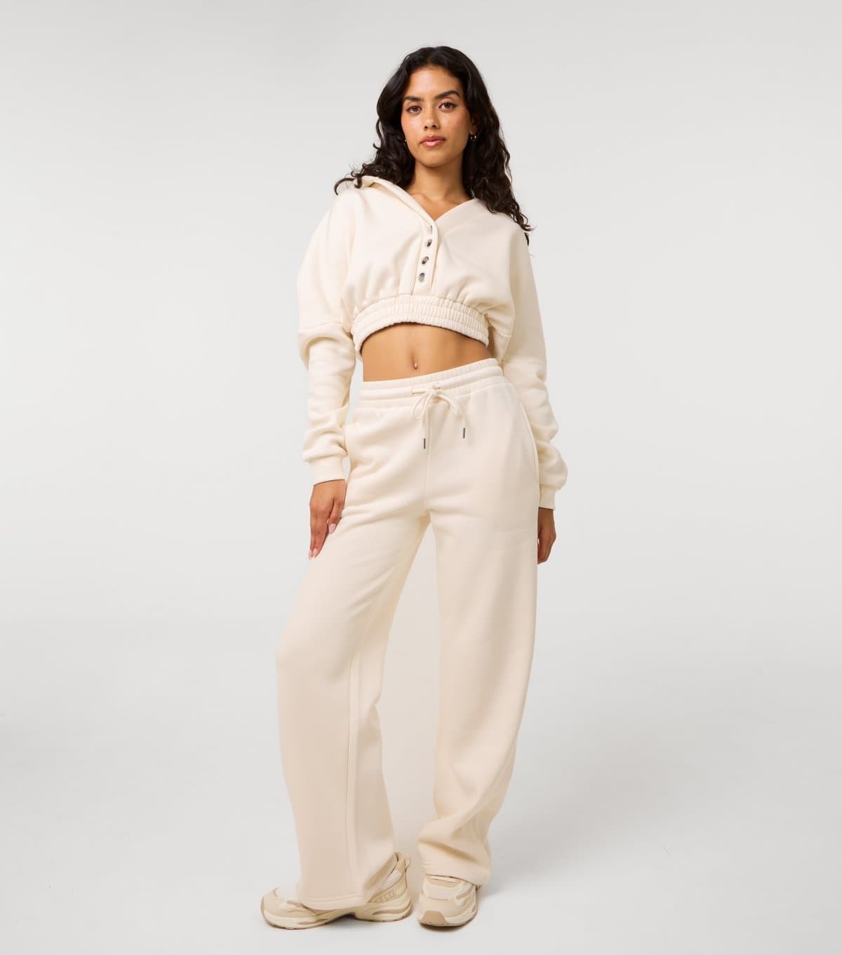 Pink Vanilla Women's Cream Drawstring Straight Leg Joggers Pink Vanilla New Look