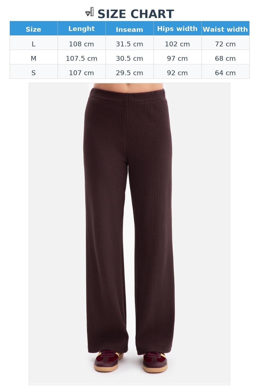 Love Lace Love Lace Women's Ribbed Knit Trousers with Elastic Waist in Brown - 4