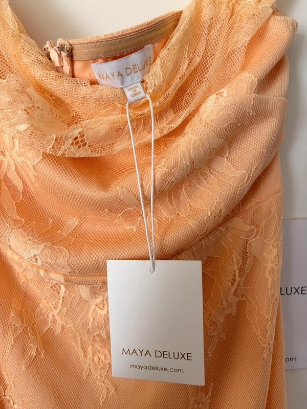 Maya Deluxe Orange Lace Bardot Dress