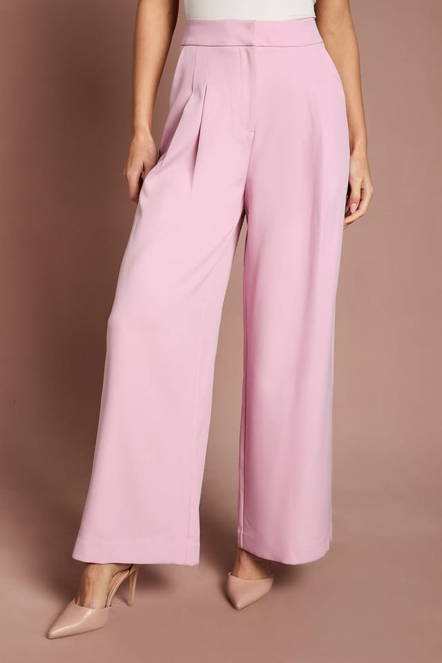 Coast Coast Women's Lisa Tan Wide Leg Crepe Trouser in Pink - 2