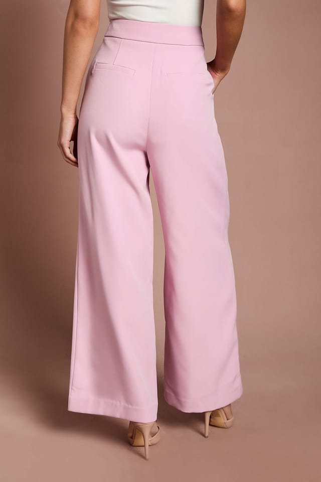 Coast Coast Women's Lisa Tan Wide Leg Crepe Trouser in Pink - 3